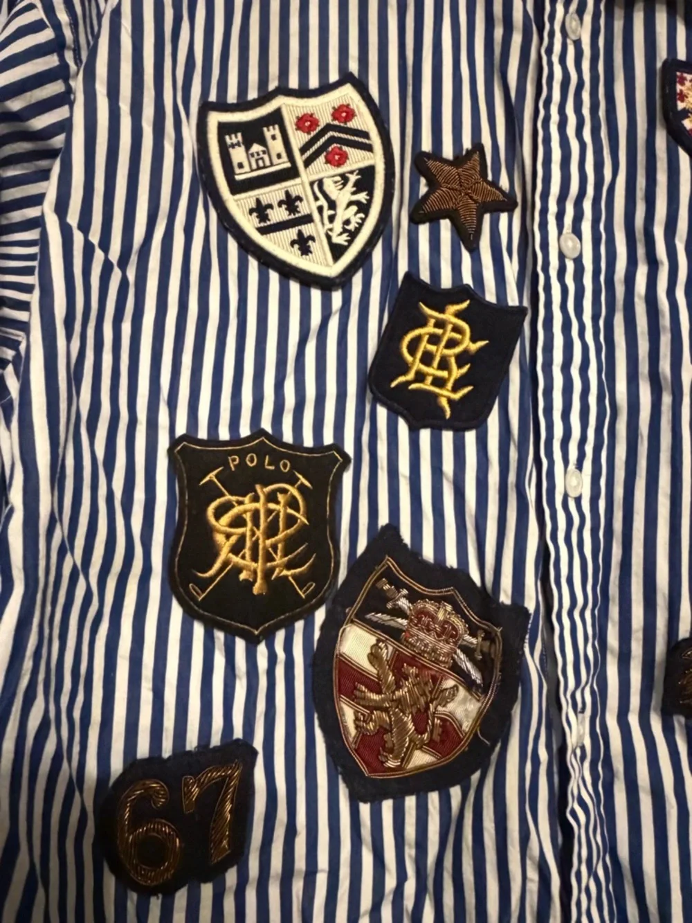 Polo by Ralph Lauren Navy and White Striped Badge Button-Down Shirt - Picture 2 of 6